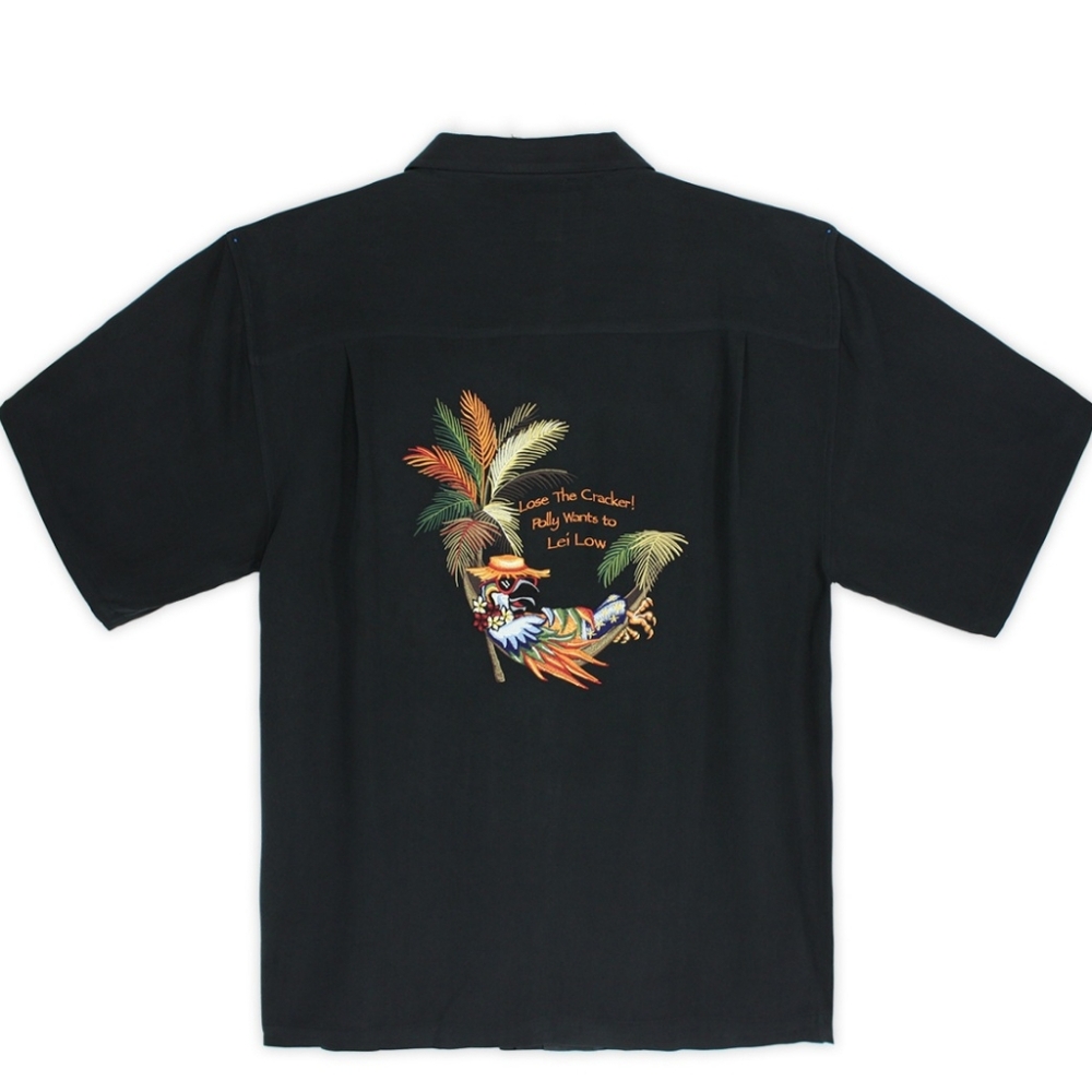 Caribbean Lose the Cracker! Polly Wants To Lei Low Hawaiian Shirt Men's - Large